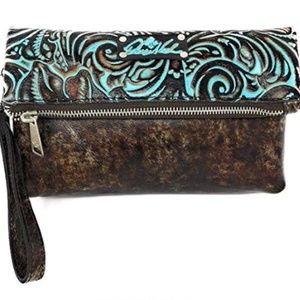 NEW!Patricia Nash Valerie Tooled Turquoise Purse